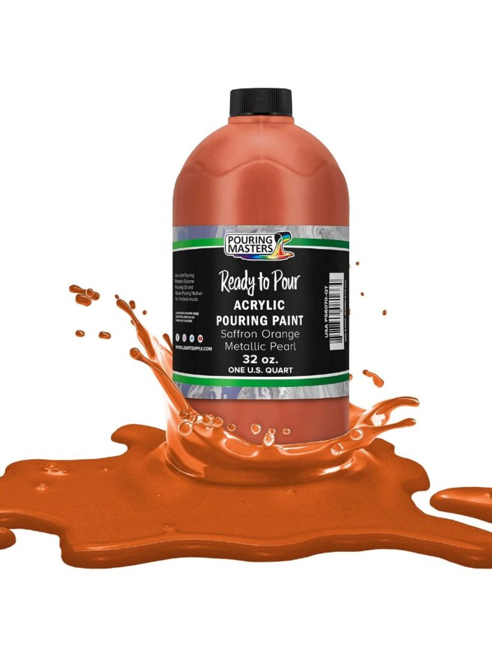Vibrant Saffron Orange Metallic Pearl 32-oz Acrylic Pouring Paint for Art